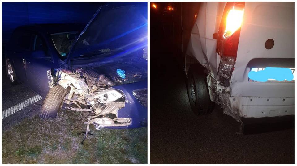 Nocny wypadek na autostradzie A2. Dwa rozbite auta, na miejscu wszystkie służby ratunkowe