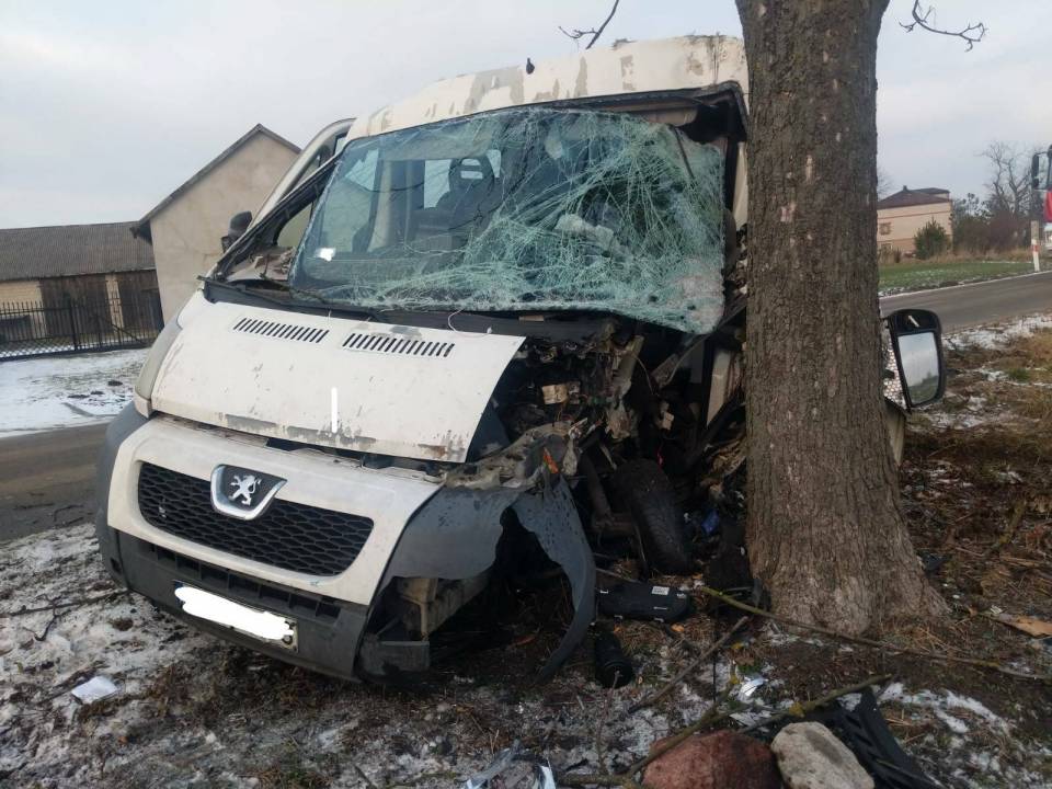 Wypadek w gminie Parzęczew, auto rozbiło się o drzewo